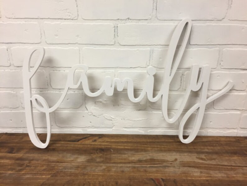 Family Word Wood Cut Wall Art Sign Decor Modern Farmhouse Etsy