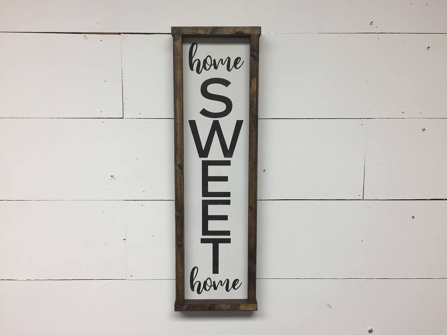 Home Sweet Home Vertical Small Sign Distressed Framed Wood | Etsy