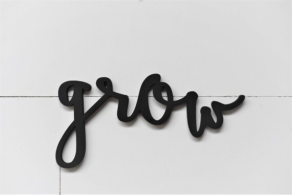 Grow Word Wood Cut Wall Art Sign Decor Home farm | Etsy