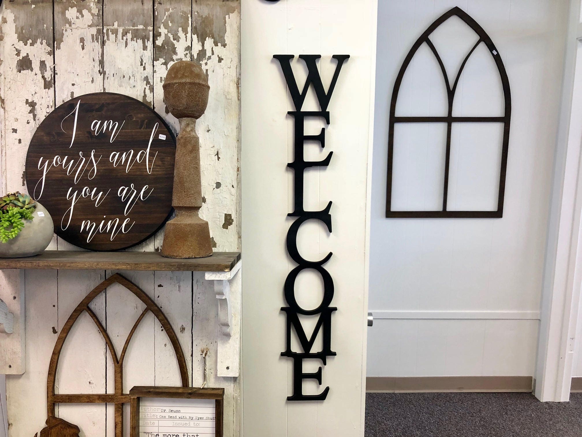 Welcome Vertical Word Wood Cut Wall Art Sign Decor | Etsy