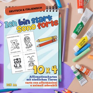 PDF Bilinguale Ausmalkarten positive Affirmationen - DEUTSCH & ITALIENISCH
