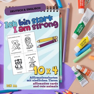 PDF Bilinguale Ausmalkarten positive Affirmationen - DEUTSCH & ENGLISCH