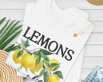 Watercolor Lemon Unisex Tee: Lemons are Life Quote Shirt, Summer Citrus Shirt