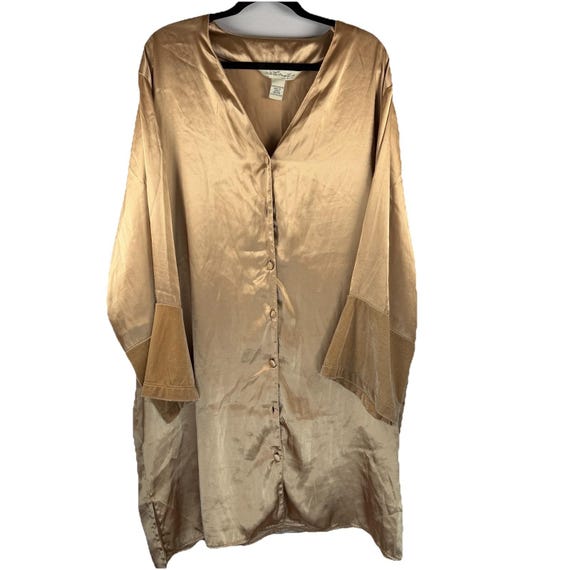 lane bryant gold dress Vtg Lane Bryant 18/20 Intimates Mini Velvet Cuff Sleep Dress Nightie Gold  Plus