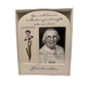 GrandMother Table picture Heavy "You Will Live On.." Memory Photo Frame Iris