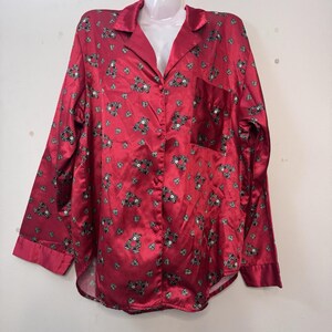 Nicole Pj Top VNG Bear Plaid  Button Up Top Pajama Size Medium. Oversized