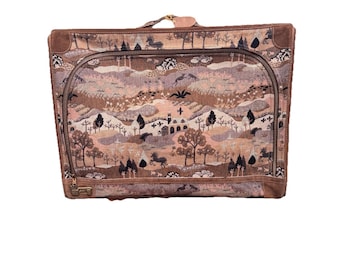The French Company 28" Luggage Suitcase VNG Suede Floral MCM tapestry Lock Cut