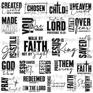 Bundle Christian Svg Png, Citation de foi chrétienne Svg, Verset biblique Svg, Jésus Svg, Religieux Svg, Enfant de Dieu Svg, Amour pour Dieu Svg Fichier coupé