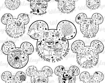 Mouse Head Outline Svg Png Bundle, Mouse Head Friends Svg, Magical Kingdom Svg, Family Vacation Svg, Birthday Trip Svg, Friend Squad Svg