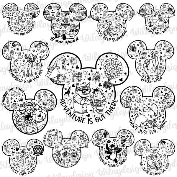 Mouse Head Outline Svg Png Bundle, Mouse Head Friends Svg, Magical Kingdom Svg, Family Vacation Svg, Birthday Trip Svg, Friend Squad Svg