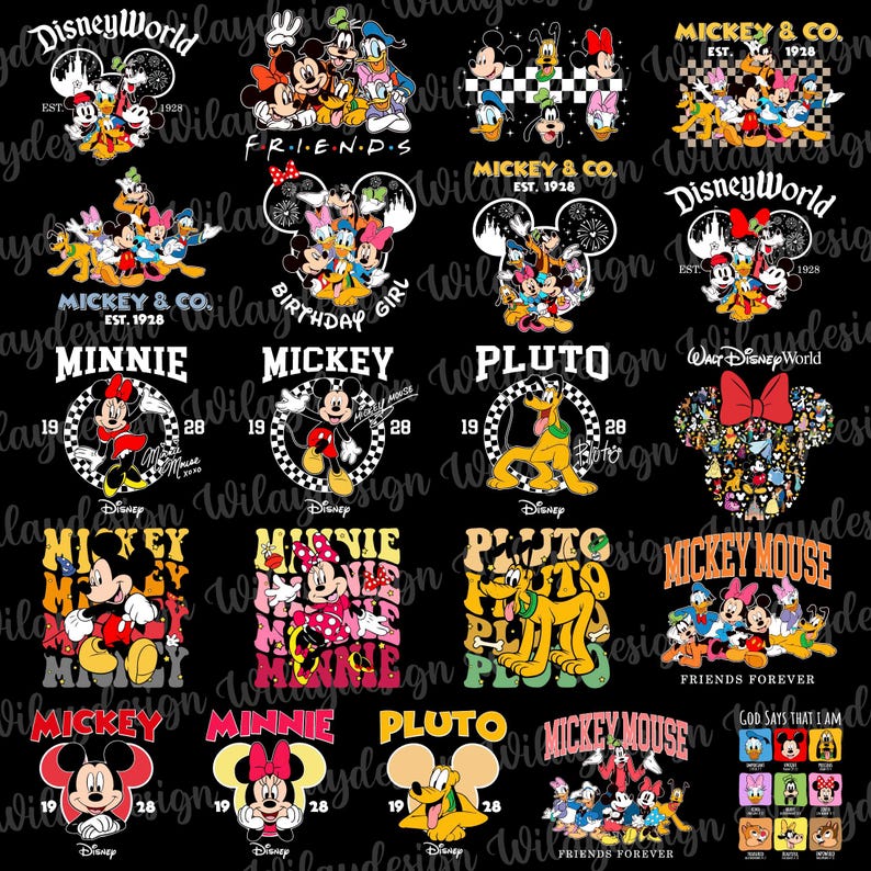 Bundle Mouse And Co 1928 Png, Mouse And Friends Png, Family Vacation Png, Family Birthday Boy Girl Png, Mickey Design Shirts Magical Kingdom image 9