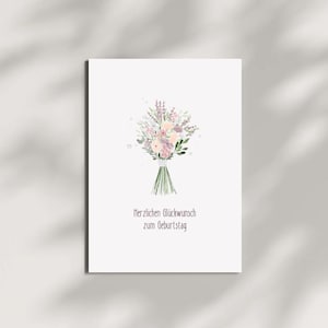 Geschenkkarte für Geburtstag "Herzlichen Glückwunsch“- Besonderer Anlass • Geburtstag • Geschenk • Liebe • Papierkarte • Blumenstrauß