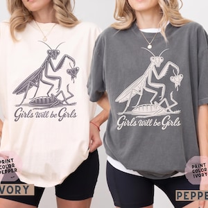 Matching Ivory and Pepper vintage-wash shirts with a unique bug art design for a girl trip.