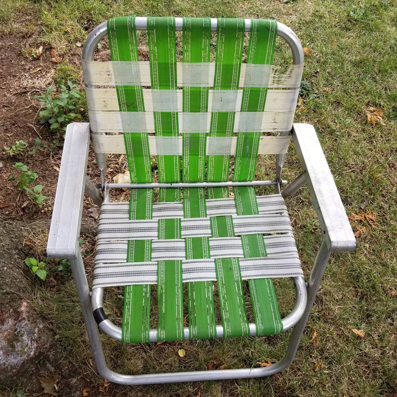 Vintage Aluminum Webbed Folding Lawn Chair Beach Chair. | Etsy