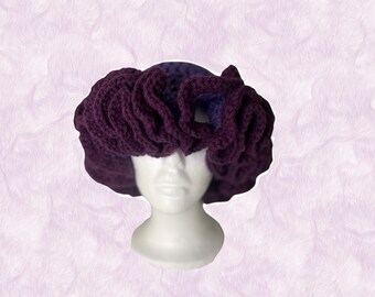 Purple Crochet Ruffle Hat - Etsy display picture 1