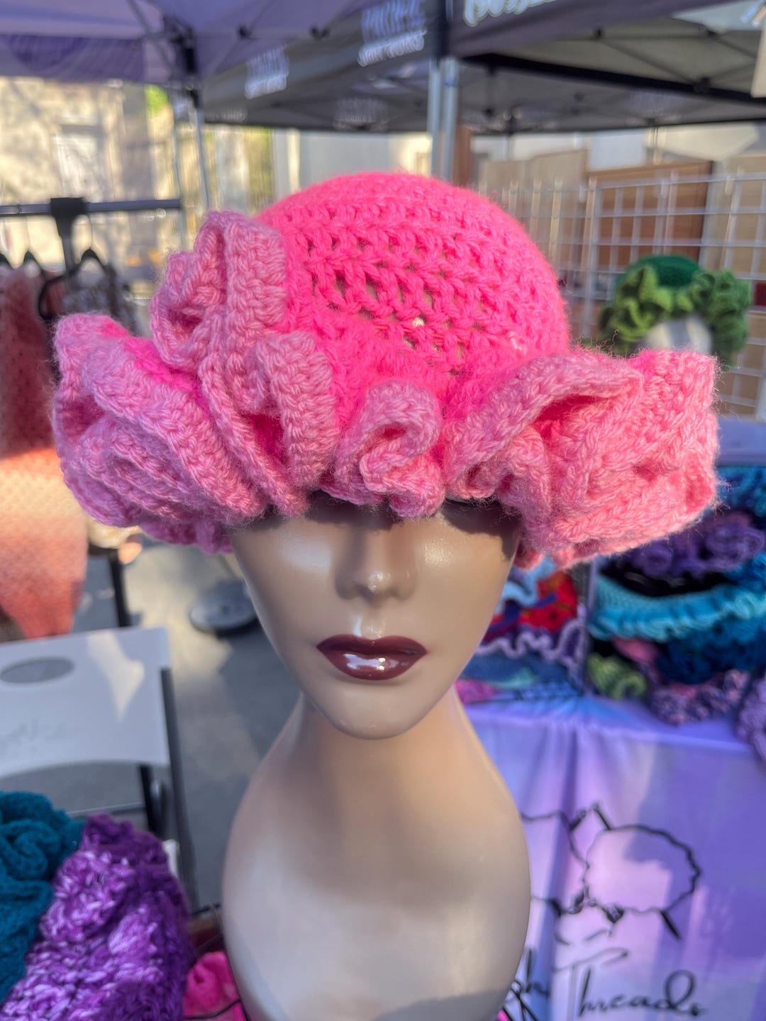 Summer Ruffle Hat Ombre Pink Ruffle Hat- Colorful and Unique Bucket Hat - Etsy