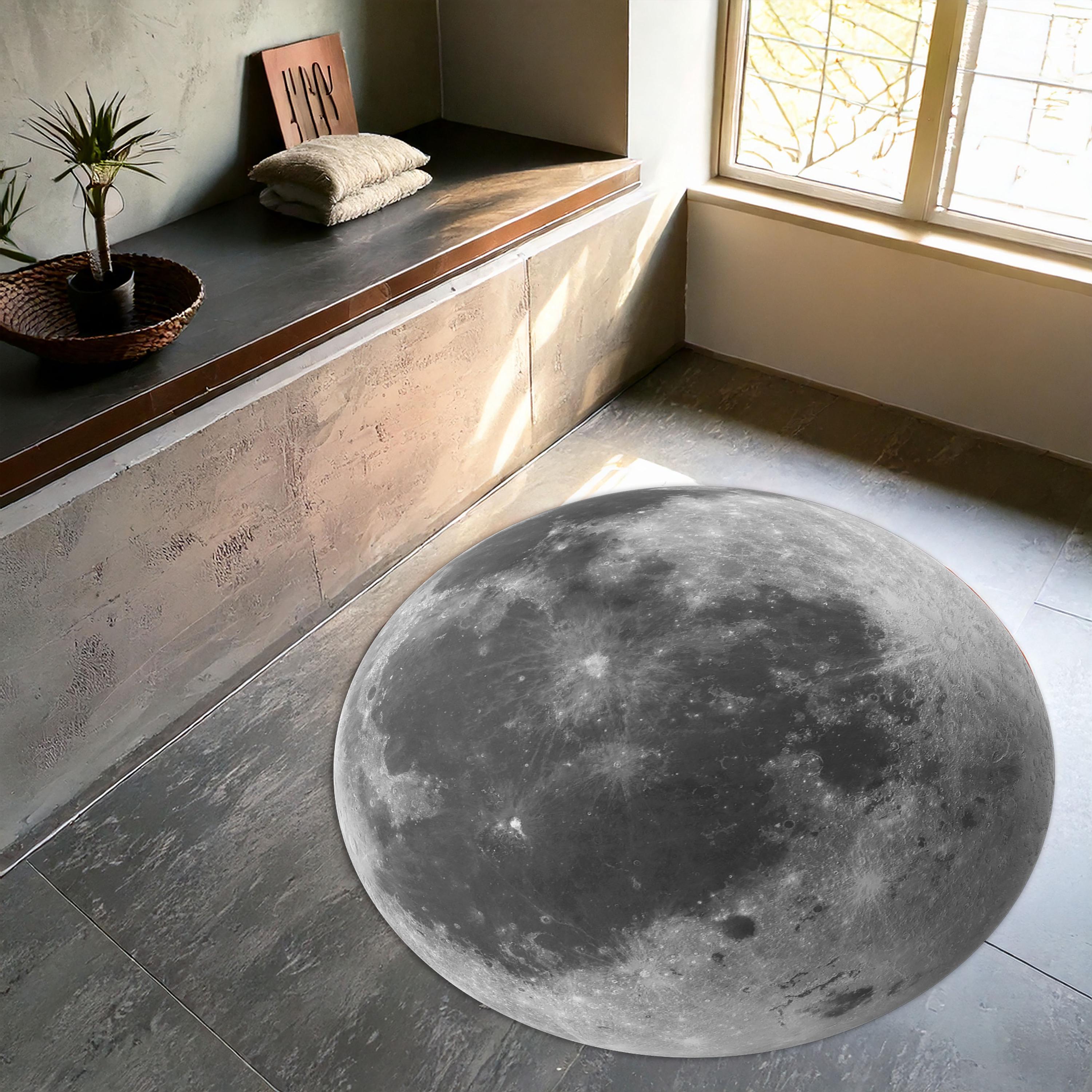 Beware Rug Moon Rug Full Moon Round Rug, Realistic Space-inspired Lunar Area Carpet for ...