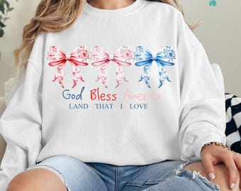 God Bless America PNG | 4th of July Sublimation Design | Patriotic PNG |Coquette Fourth of July PNG| Independence Day Shirt Design |
