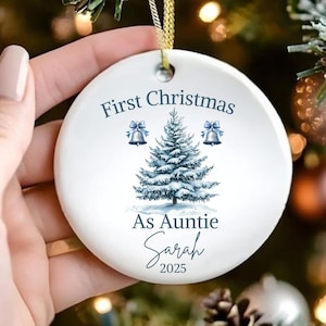 Personalized First Christmas Ornament for auntie, new aunt gift for Christmas, ornaments Ceramic Christmas Tree Decor, Gift for aunt 2025