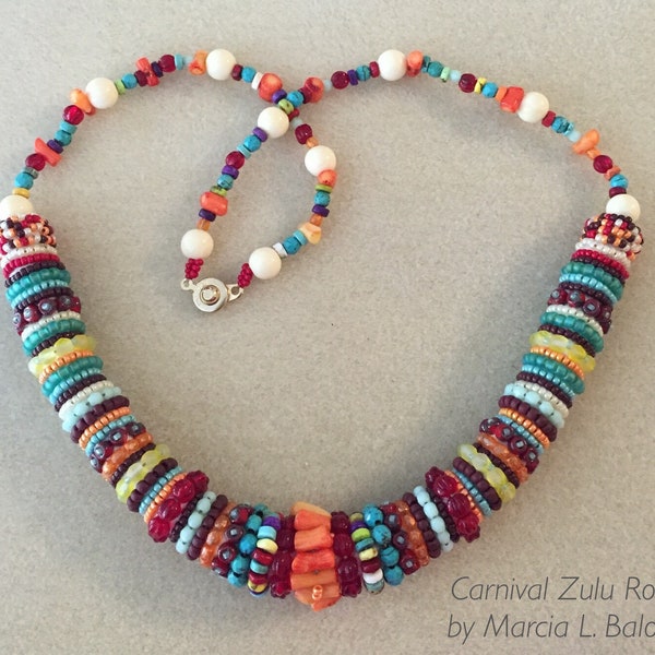 Tutorial Beading pattern for Zulu rope bead embroidery Necklace