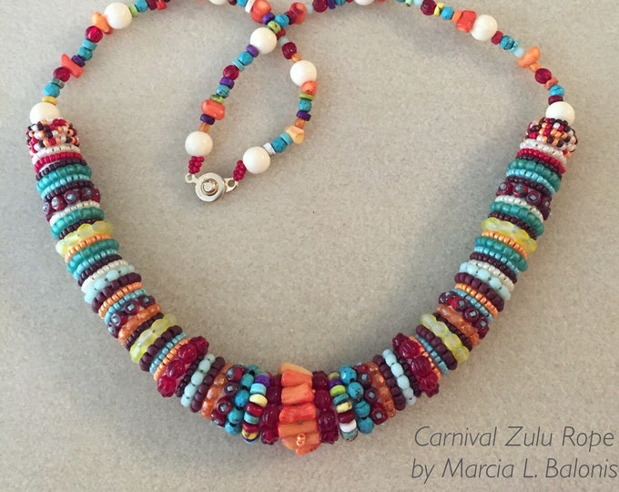 Tutorial Beading Pattern for Zulu Rope Bead Embroidery Necklace Etsy