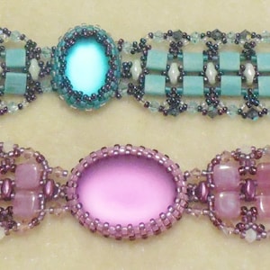 PATTERN Tutorial MoonStruck bracelet with CzechMate Tile or Tila beads bead weaving
