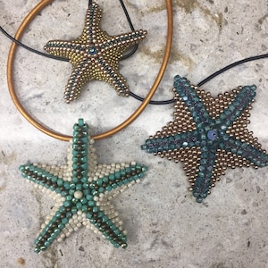 Peyote herringbone pattern tutorial Starfish pendant or bracelet ocean