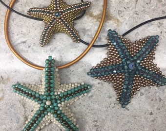 Peyote herringbone pattern tutorial Starfish pendant or bracelet ocean