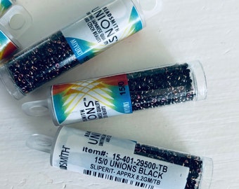 Seed bead 8.2 gram tube 15/0 Unions Black Sliperit