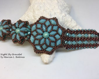 Pattern Night Sky Bracelet Tutorial Bead Embroidery Cuff Bracelet with Diamond Duo Beads