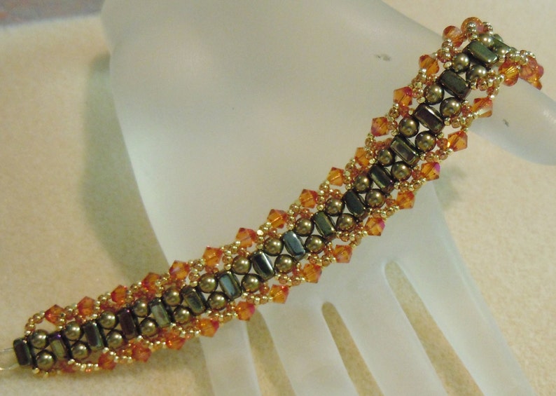 PATTERN Flat Spiral bracelet with CzechMate Bricks or SuperDuo beads bead weaving image 3