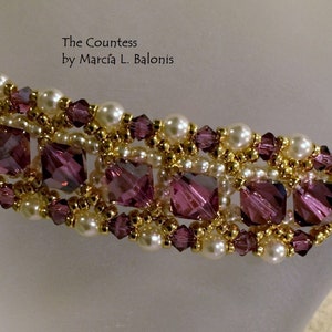 PATTERN Tutorial The Countess Bracelet Pearls BI-Cone Crystals