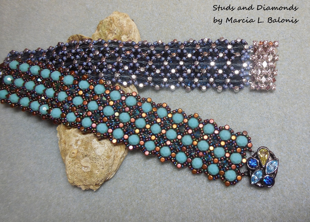Diamond Stud Pattern Pattern Studs and Diamonds Bracelet Cuff Tutorial - Etsy