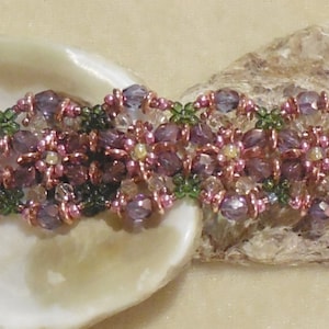 PATTERN "O" Fleur bracelet O beads crystals seed beads weaving