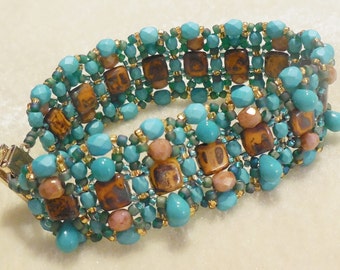 PATTERN Dew Drops bracelet with CzechMate Tile beads bead weaving SWEET