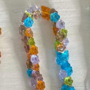 Czech shank button style shape flowers mix 7mm glass beads