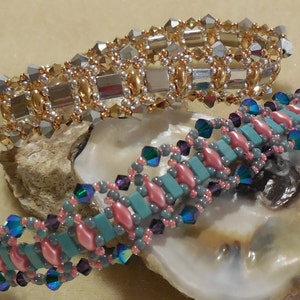 PATTERN Tutorial Tila Elegance bracelets Tila or Half and SuperDuo beads