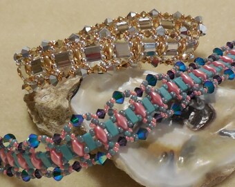 PATTERN Tutorial Tila Elegance bracelets Tila or Half and SuperDuo beads
