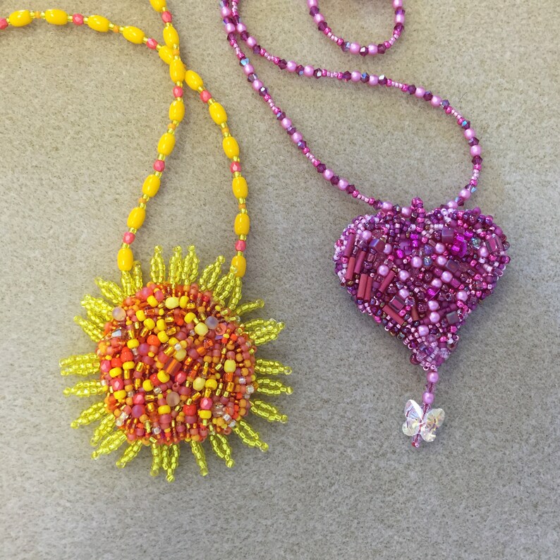Pattern Unique Heart Tutorial Bead Embroidery Be Still My Heart Pendant ...