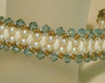 PATTERN Flat Spiral bracelet with CzechMate Bricks or SuperDuo beads bead weaving