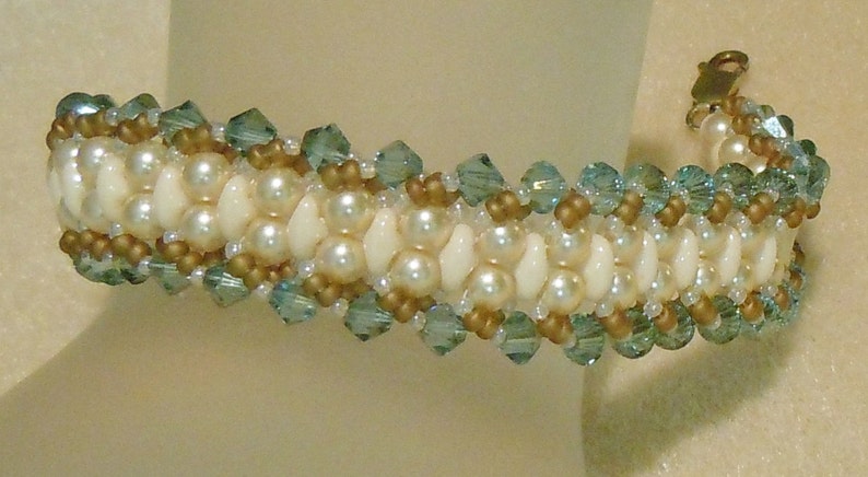 PATTERN Flat Spiral bracelet with CzechMate Bricks or SuperDuo beads bead weaving image 1