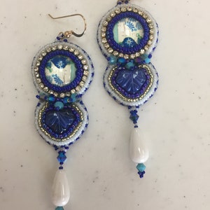 PATTERN Bead Embroidery Earrings Cabochon leaf accents cup chain image 1