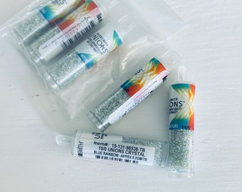 Seed bead 8.2 gram tube 15/0 Unions Crystal Blue Rainbow