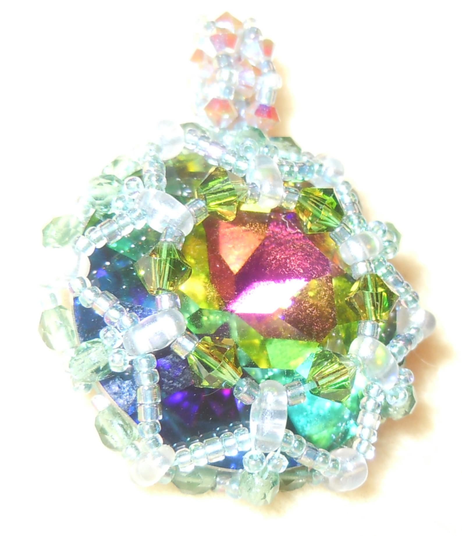 PATTERN Twin Rivoli Pendant With 27mm Swarovski Stone #1201 - Etsy
