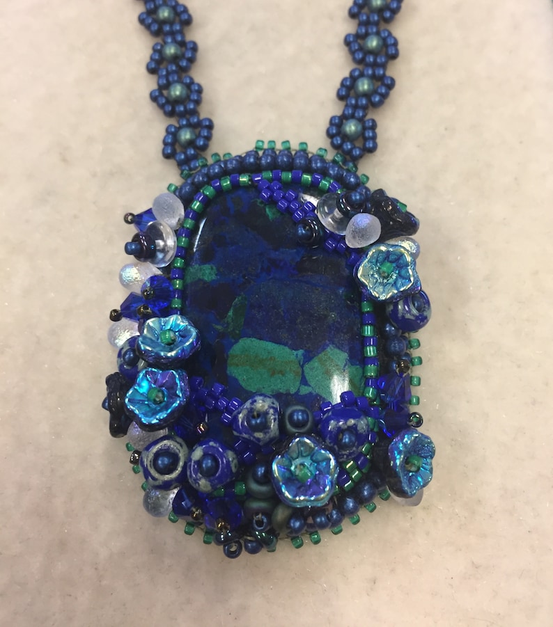 PATTERN Tutorial Pendant Bead Embroidery Cabochon Embellished Etsy