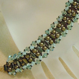 PATTERN Flat Spiral bracelet with CzechMate Bricks or SuperDuo beads bead weaving image 4