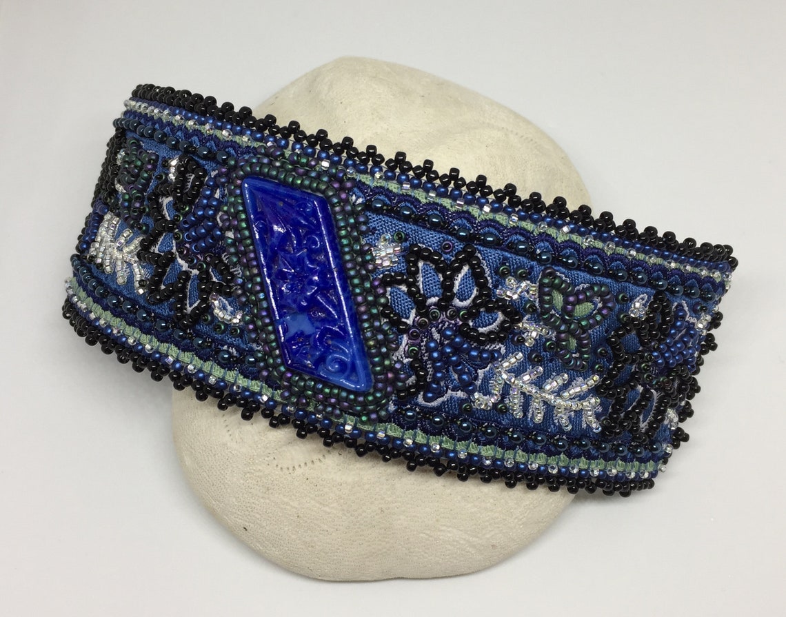Pattern Tutorial Ribbon Foundation Bead Embroidery Cuff Bracelet With ...