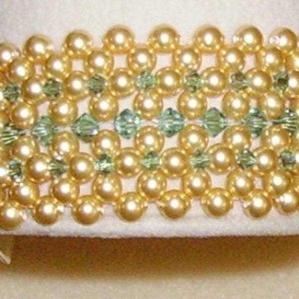 PATTERN It's an Age Old Question Right Angle Weave Pearl Cuff with crystals