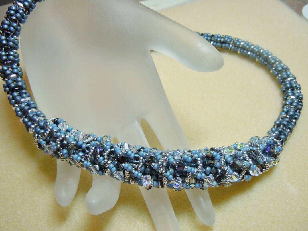 PATTERN Rolled Taffy Necklace or Bracelet Super Duo Seed Beads Crystals