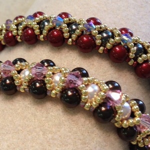 PATTERN Pearls and Crystals Bracelet aka Peek a Boo Right Angle Weave RAW